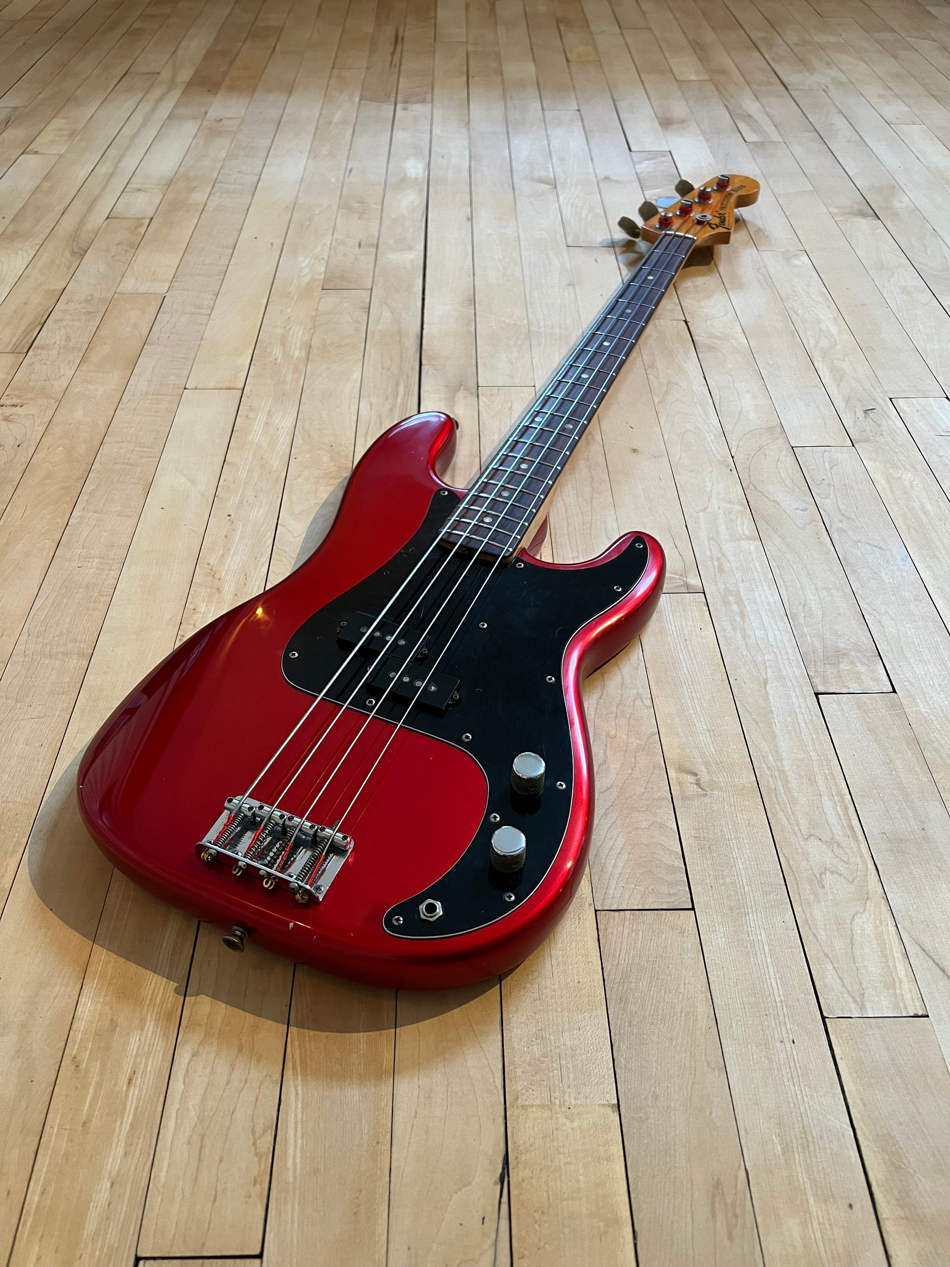 1972 Fender Precision Bass Guitar in a Candy Apple Red - Vintage Bass Room