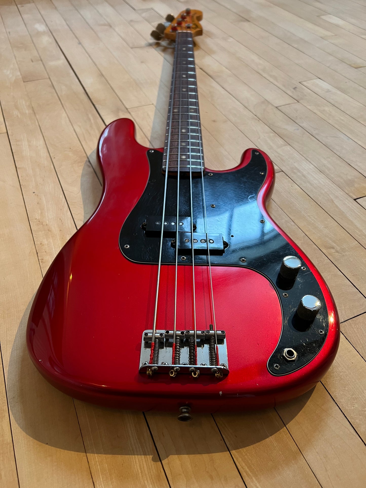 1972 Fender Precision Bass Guitar in a Candy Apple Red - Vintage Bass Room