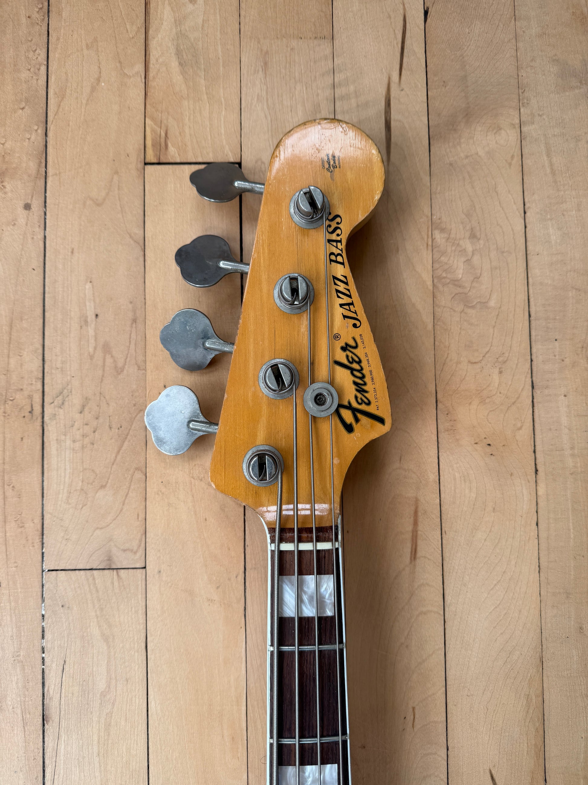 1969 Fender Jazz Bass Guitar Olympic White over Sunburst - Vintage Bass Room