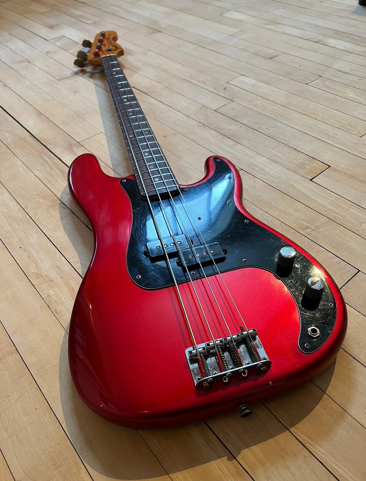 1972 Fender Precision Bass Guitar in a Candy Apple Red - Vintage Bass Room