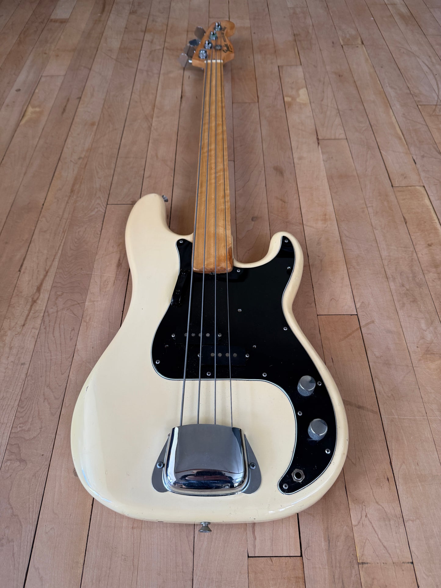 1978 Fender Precision Fretless Bass Guitar Olympic White - Vintage Bass Room