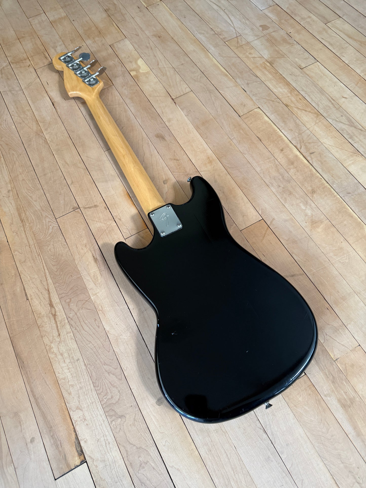 1978 Fender Musicmaster Bass Guitar Black Short Scale - Vintage Bass Room