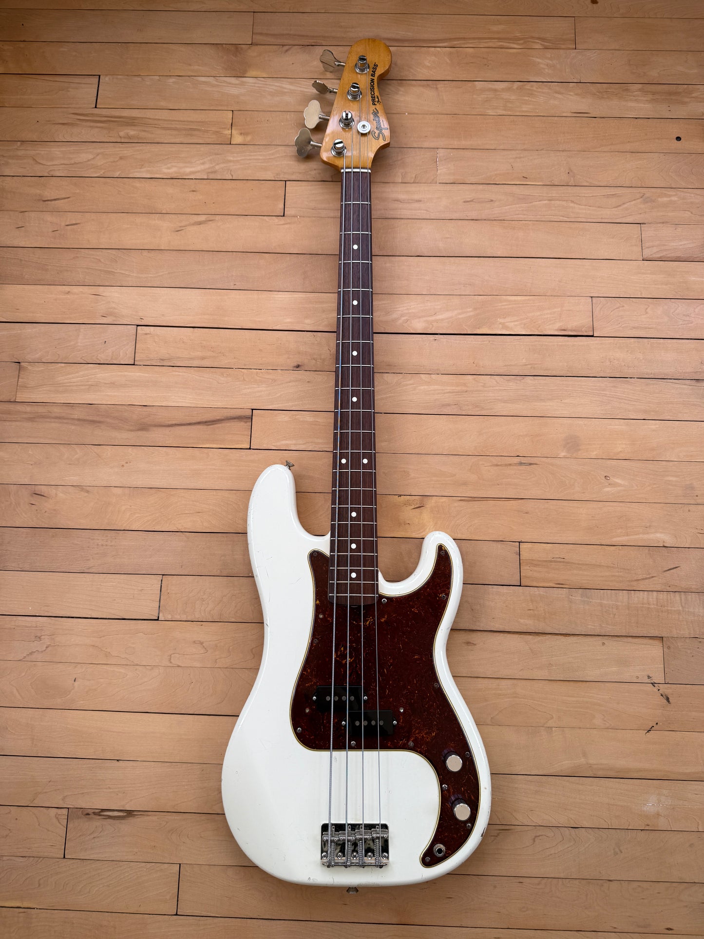 1983 Squier JV Precision Bass Guitar Olympic White - Vintage Bass Room