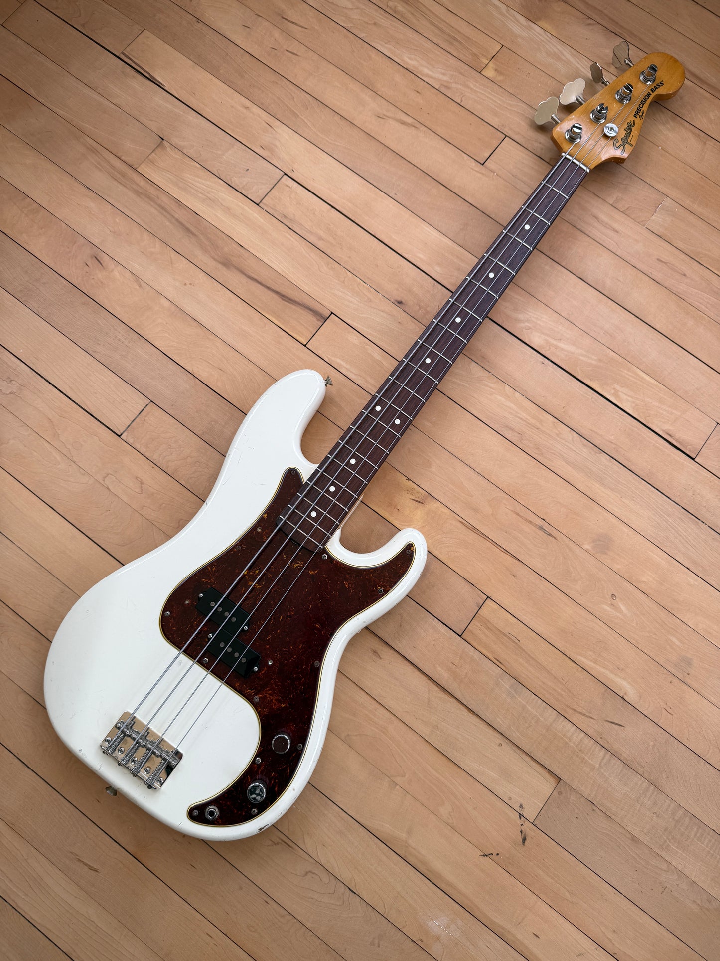 1983 Squier JV Precision Bass Guitar Olympic White - Vintage Bass Room