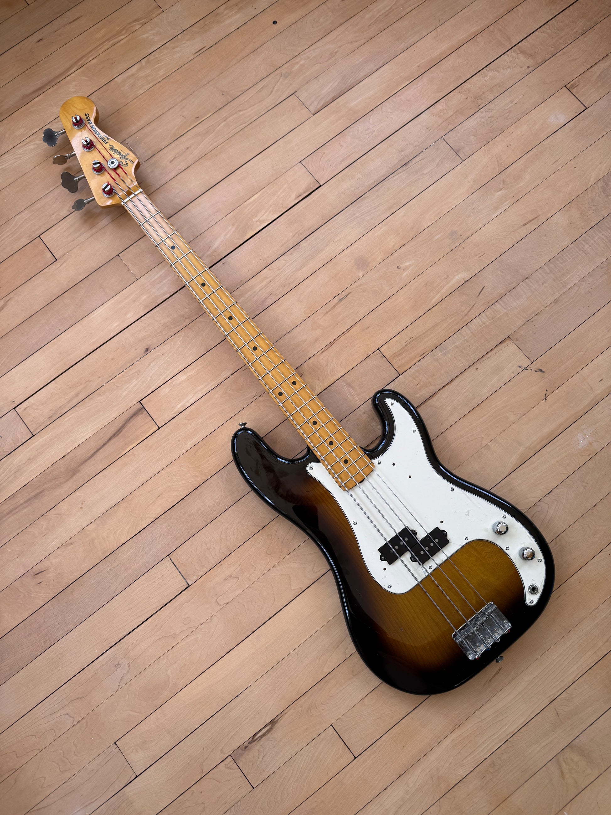 1983 JV Squier Precision Bass Guitar Sunburst - Vintage Bass Room