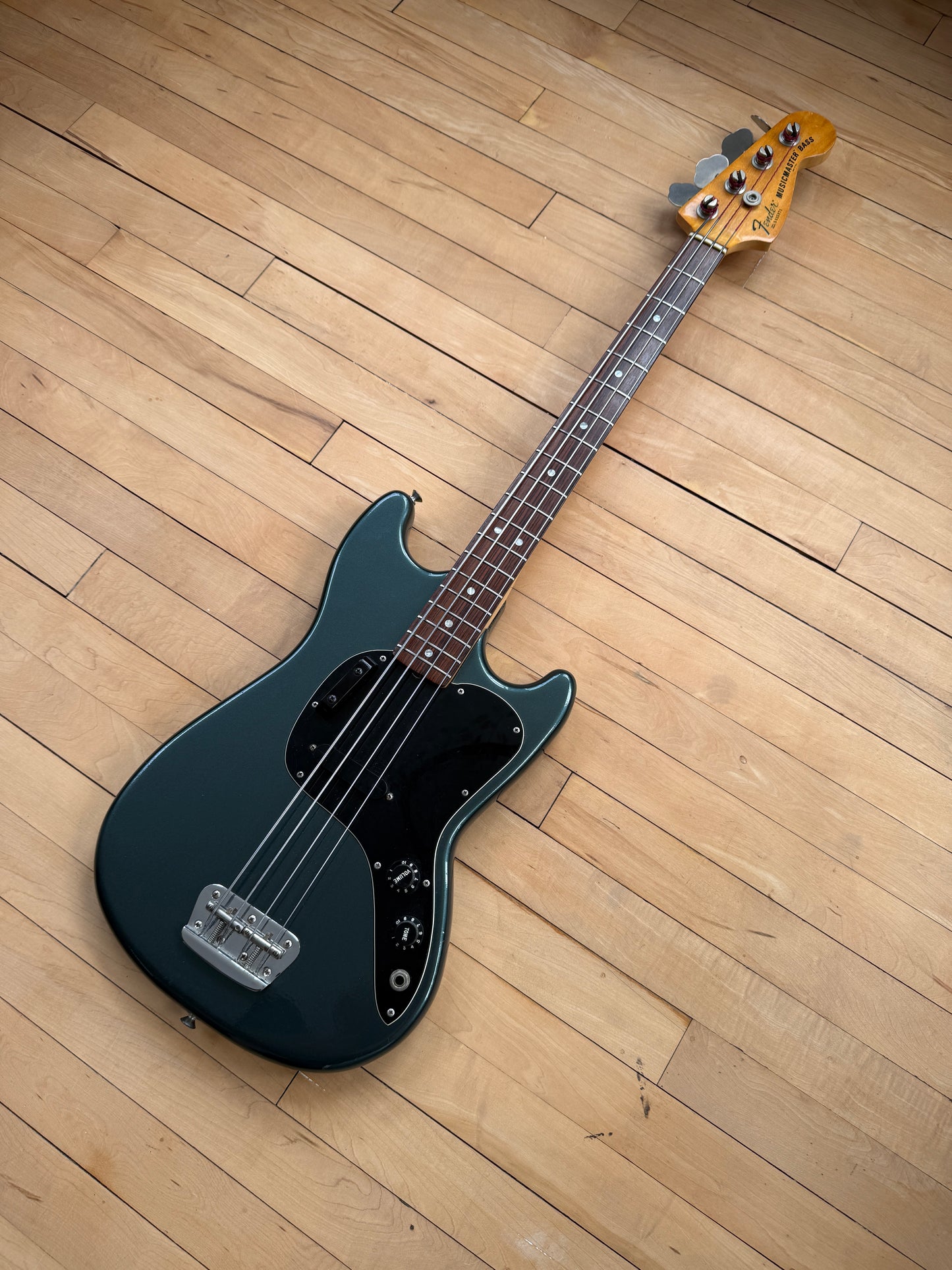 1978 Fender Musicmaster Bass Guitar Green Refinish