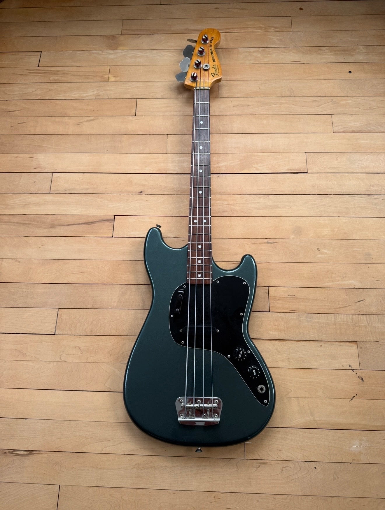 1978 Fender Musicmaster Bass Guitar Green Refinish