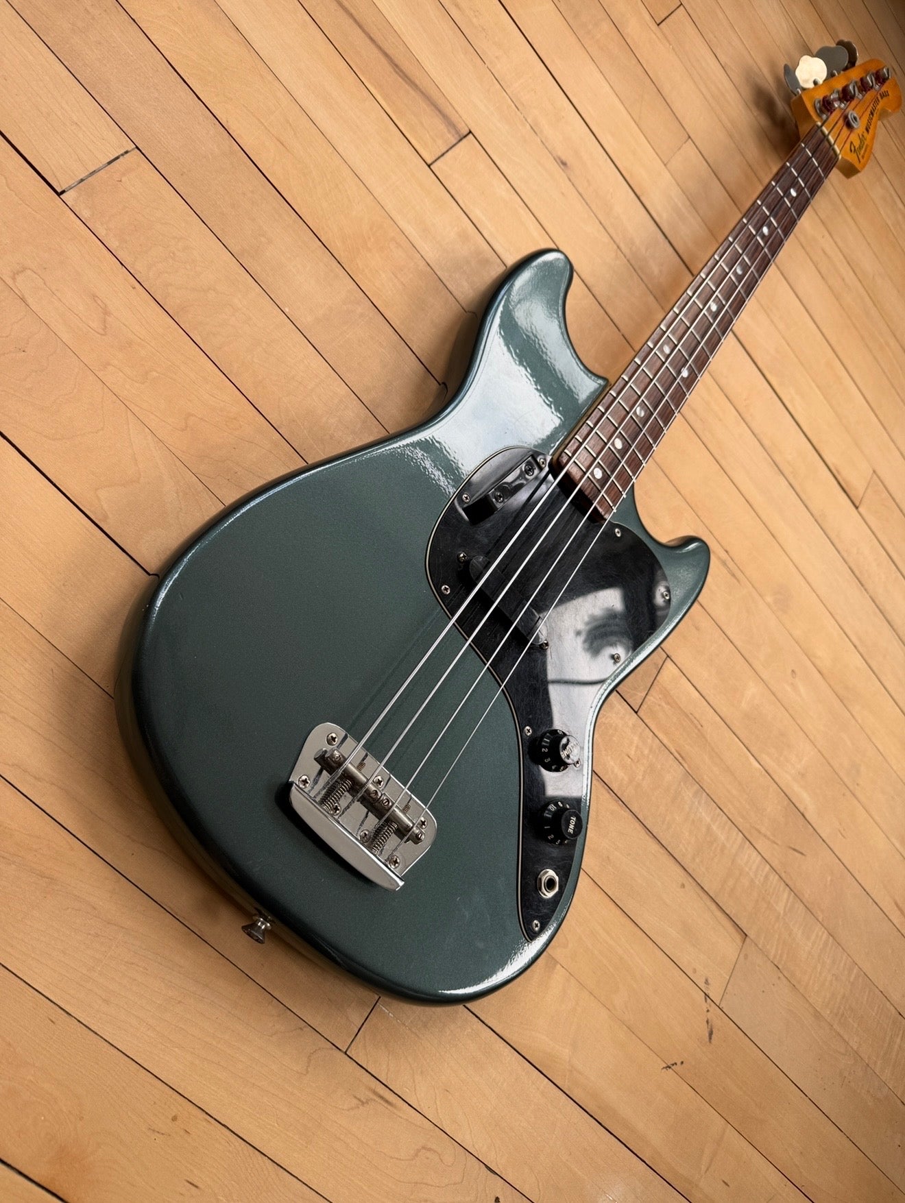 1978 Fender Musicmaster Bass Guitar Green Refinish