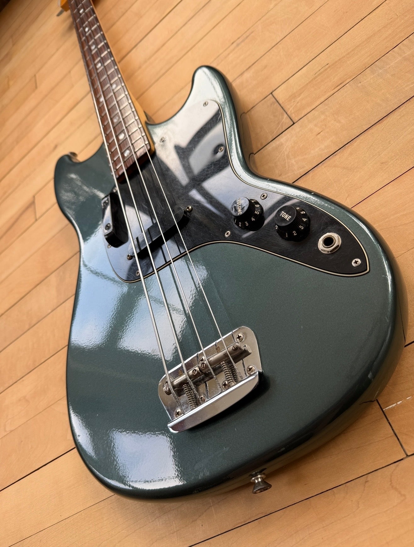 1978 Fender Musicmaster Bass Guitar Green Refinish