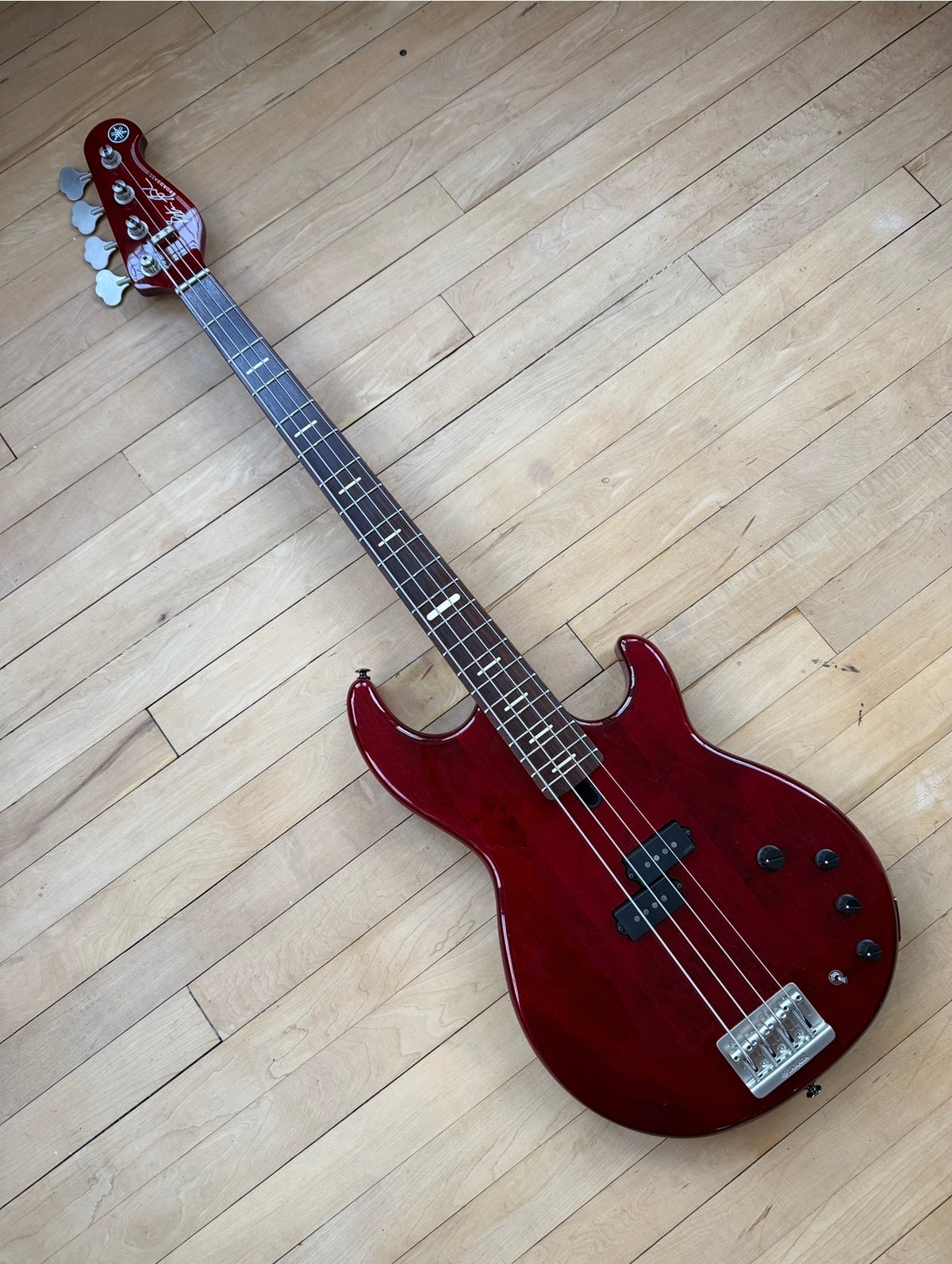2020 Yamaha Peter Hook Signature Bass Guitar 1 of 5 Hand Signed in Red