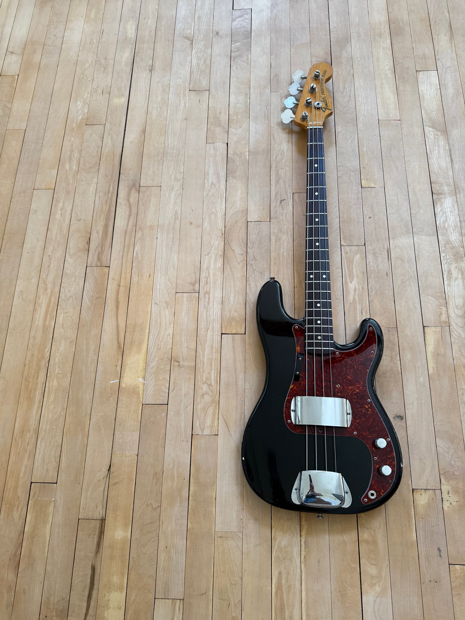 1973 Fender Precision Bass Guitar Black - Vintage Bass Room
