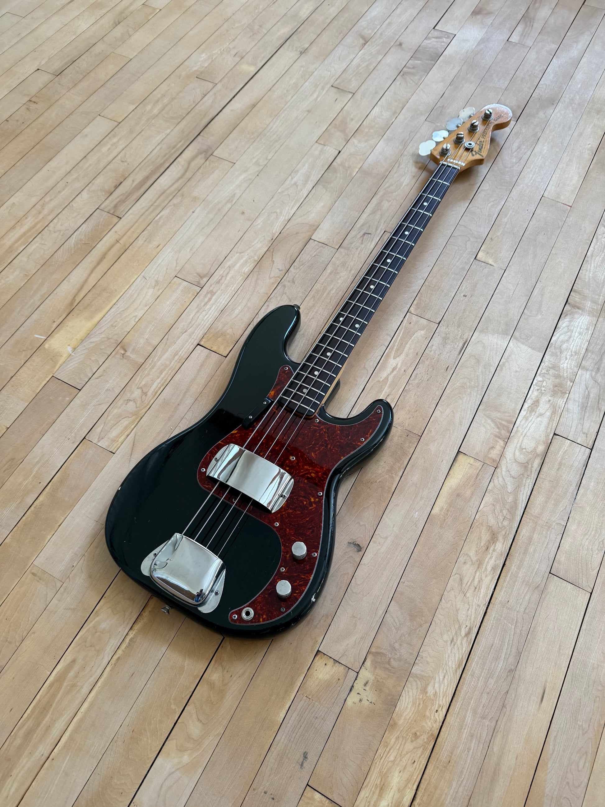 1973 Fender Precision Bass Guitar Black - Vintage Bass Room