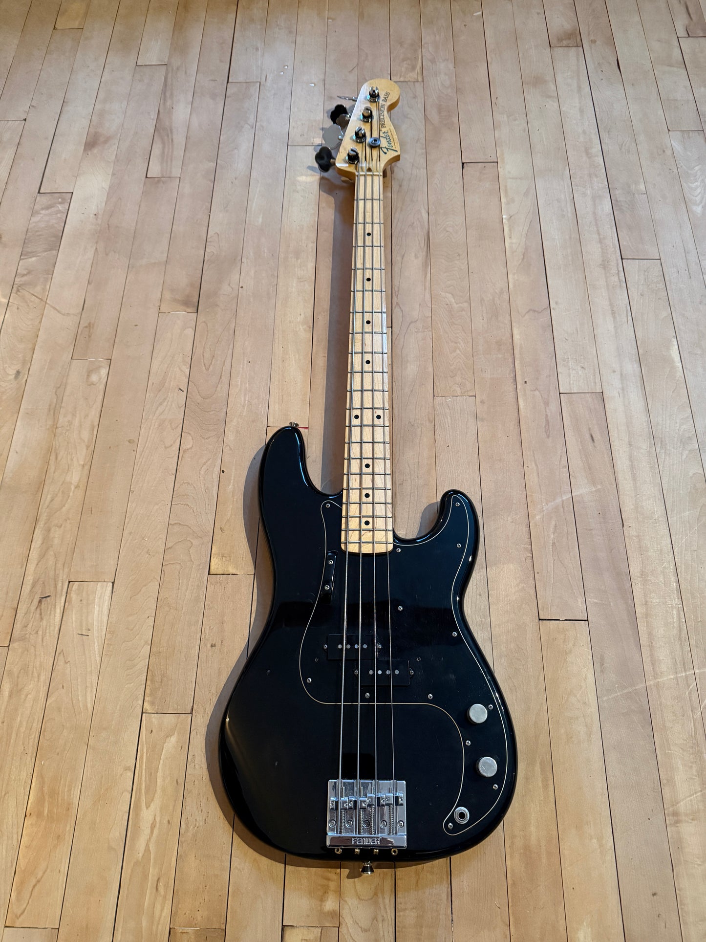 'Bitsa Fender' Precision Bass Guitar Black & Maple - Vintage Bass Room