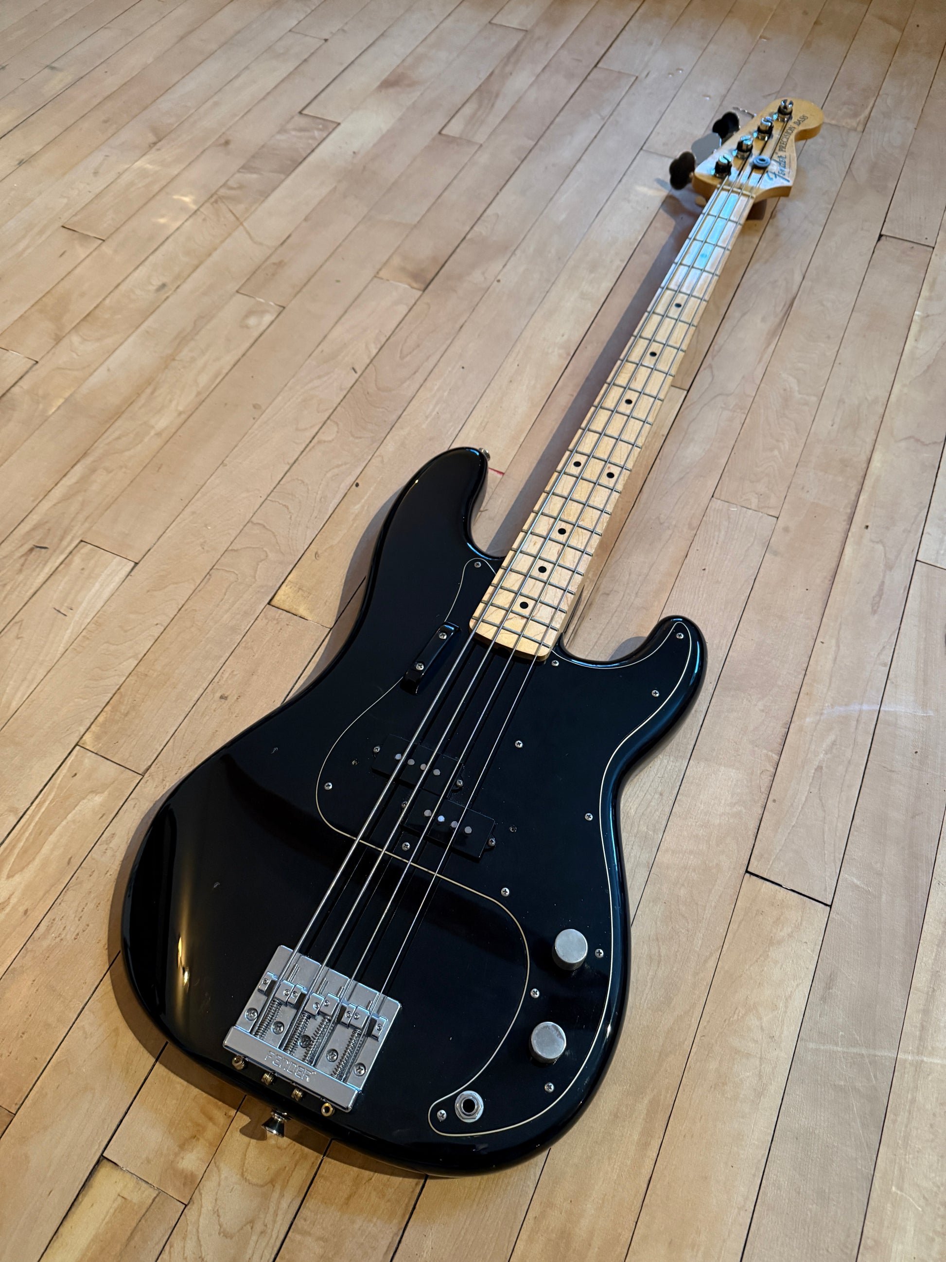 'Bitsa Fender' Precision Bass Guitar Black & Maple - Vintage Bass Room