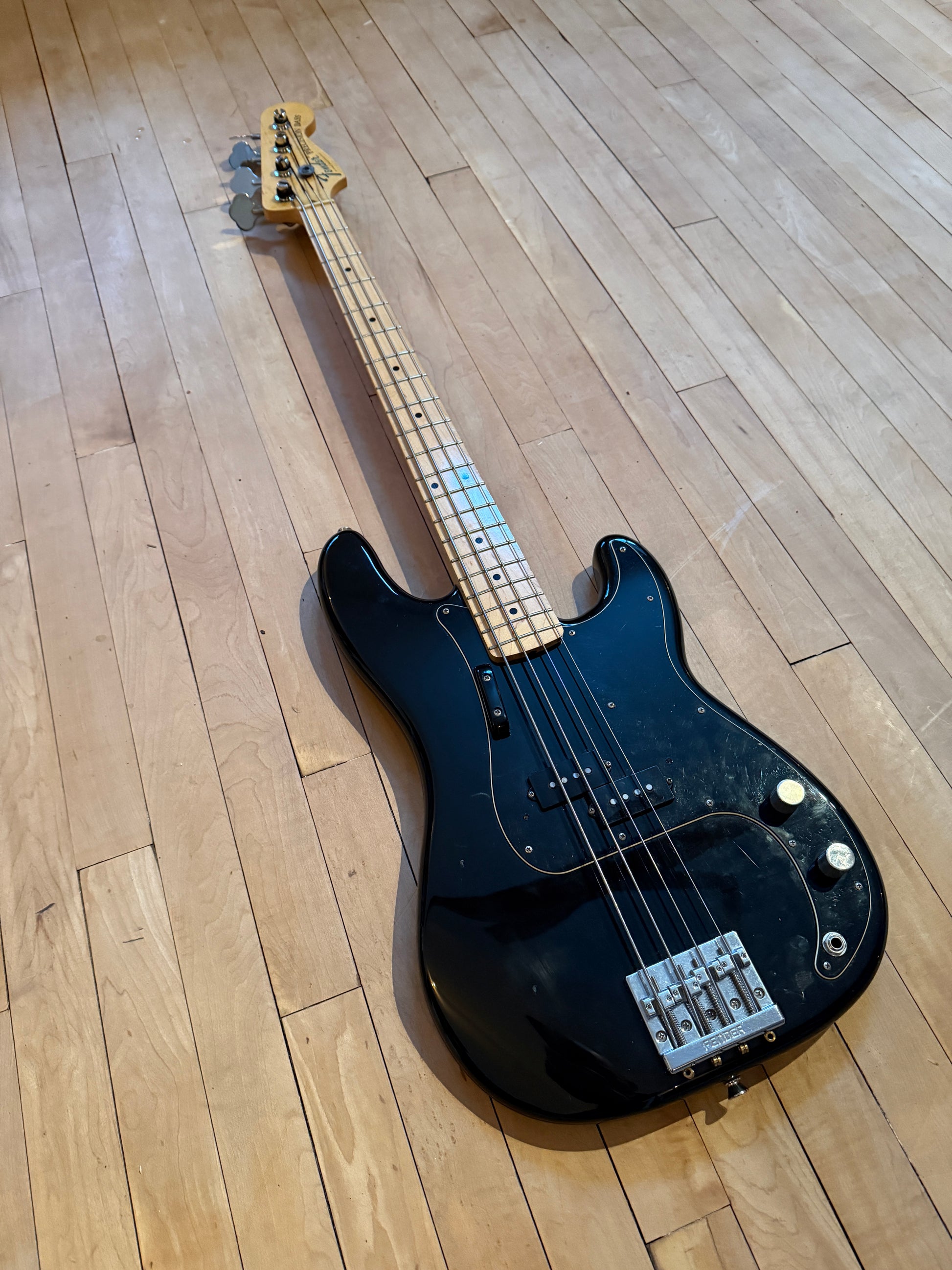 'Bitsa Fender' Precision Bass Guitar Black & Maple - Vintage Bass Room