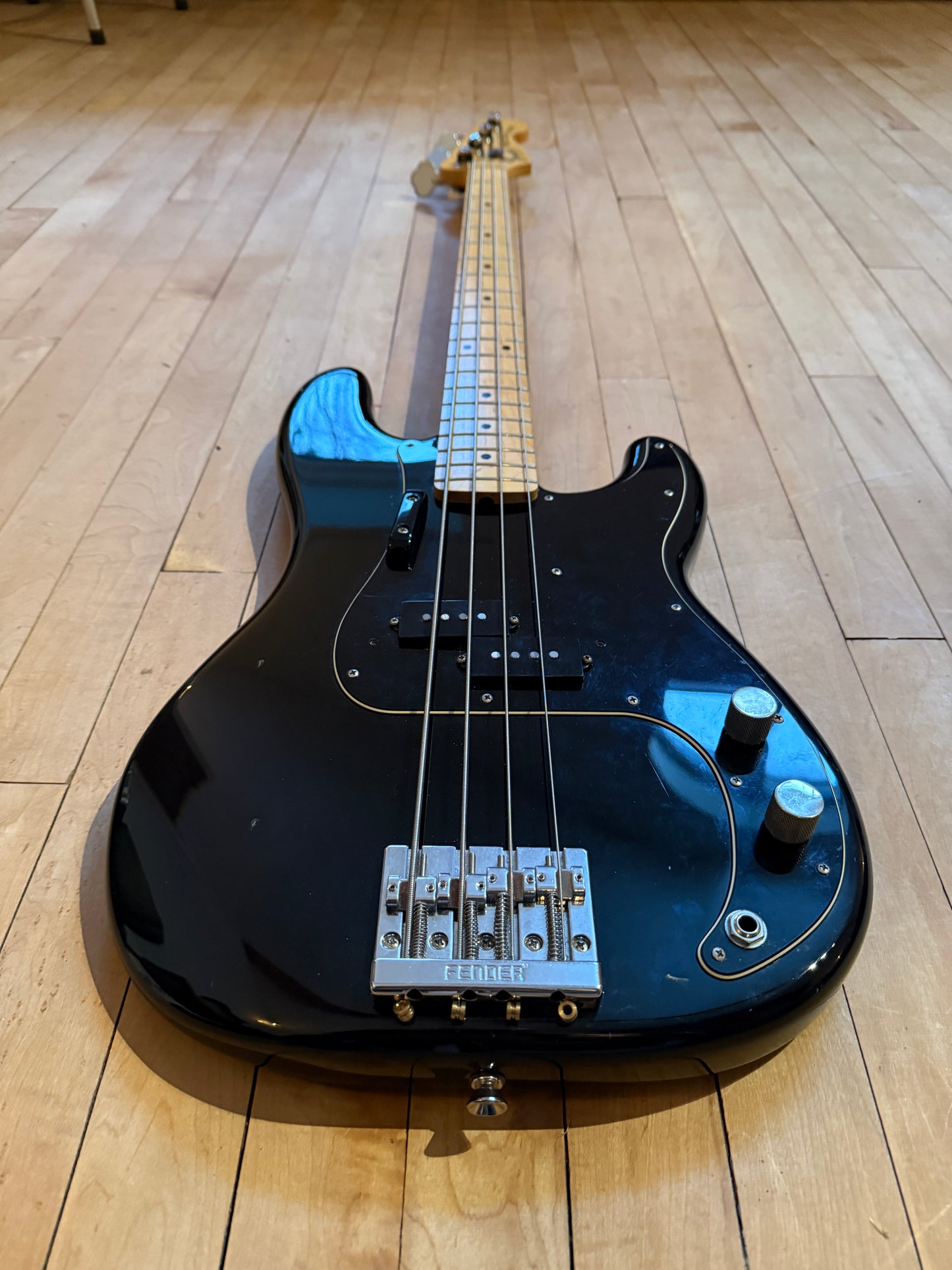 'Bitsa Fender' Precision Bass Guitar Black & Maple - Vintage Bass Room