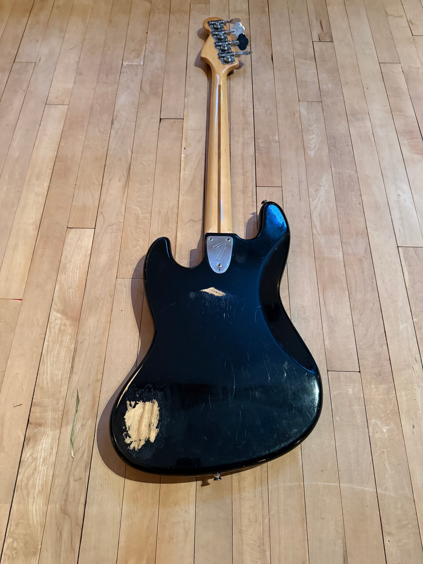 1977 Fender Jazz Bass Guitar Black & Maple - Vintage Bass Room