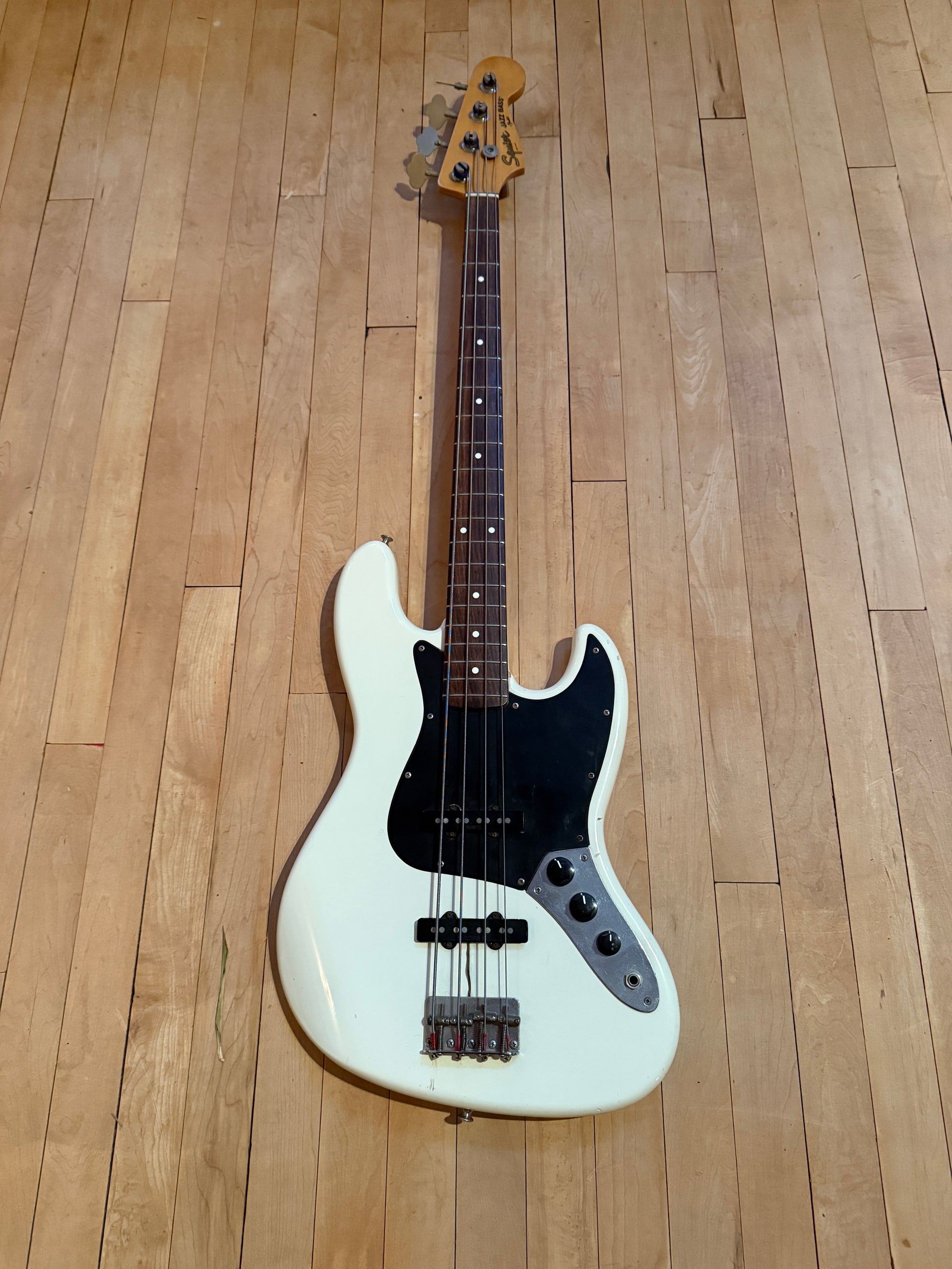 1983 Fender JV Squier Jazz Bass Guitar Olympic White - Vintage Bass Room