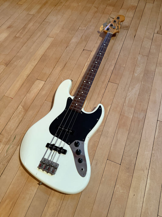 1983 Fender JV Squier Jazz Bass Guitar Olympic White - Vintage Bass Room