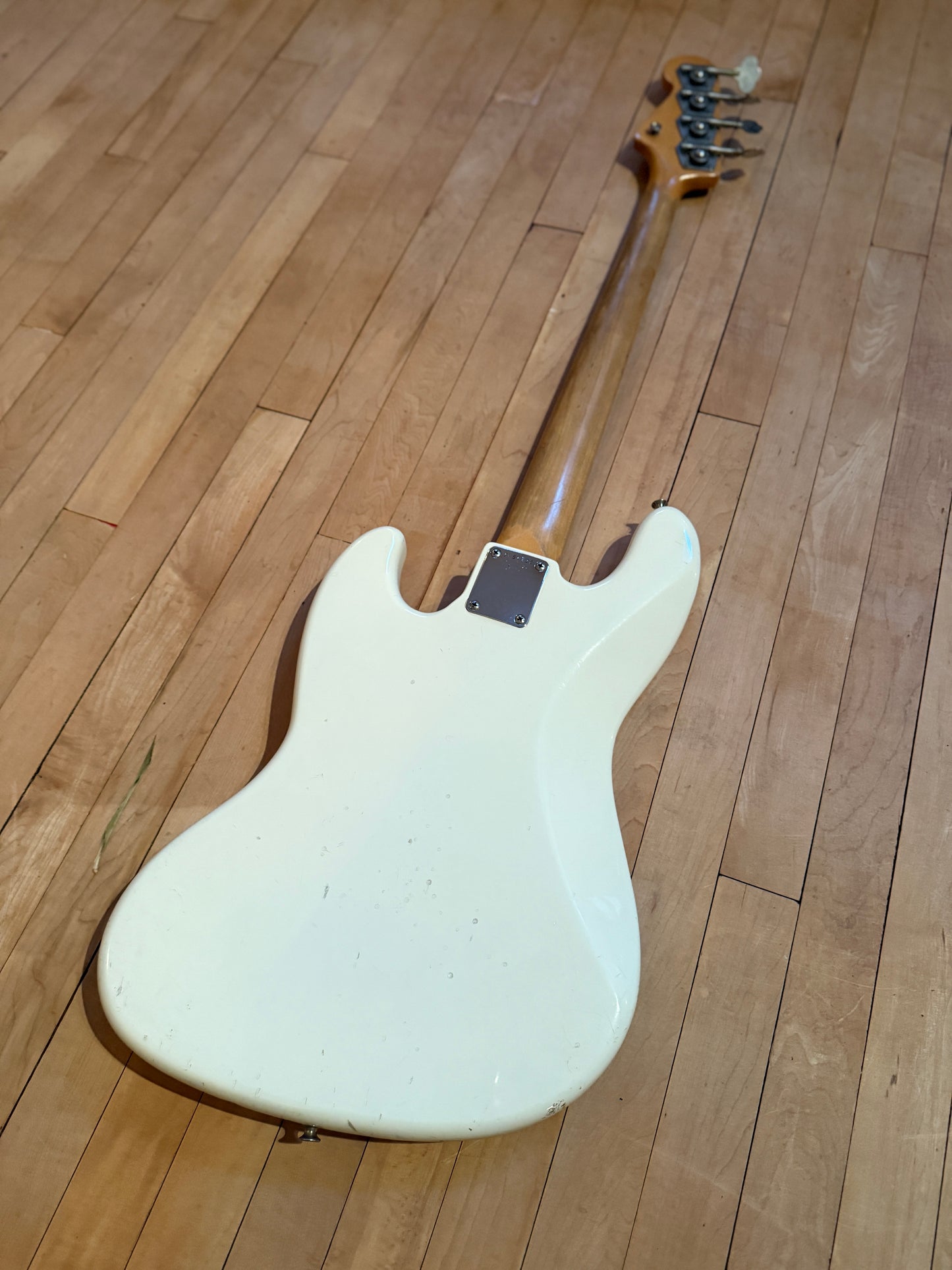 1983 Fender JV Squier Jazz Bass Guitar Olympic White - Vintage Bass Room