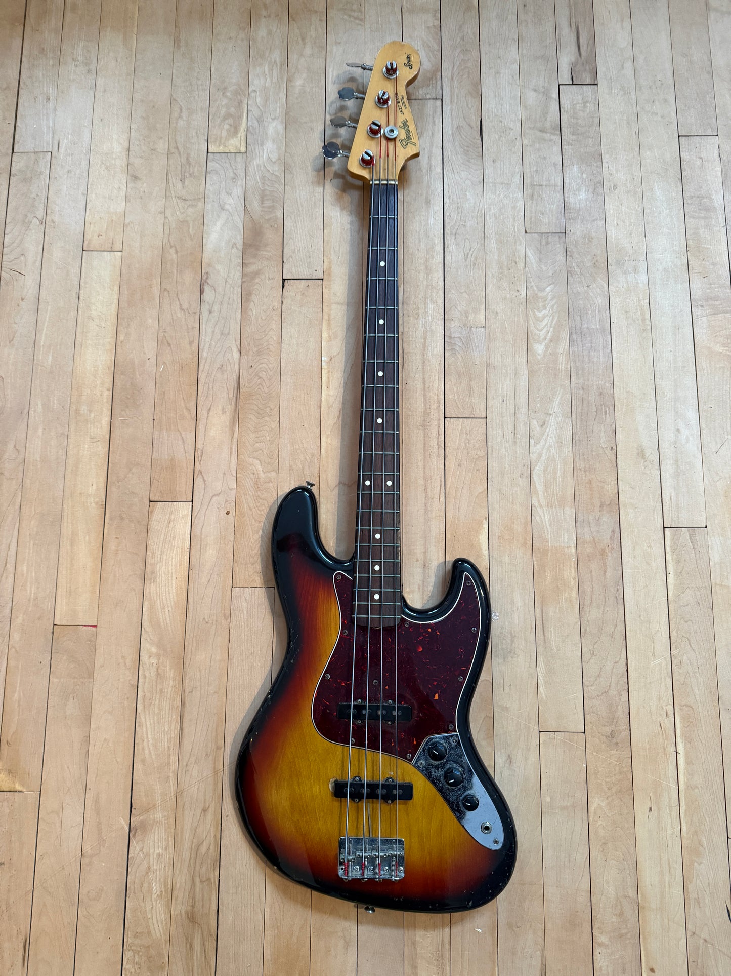 1982 Fender JV Squier Jazz Bass Guitar Sunburst - Vintage Bass Room