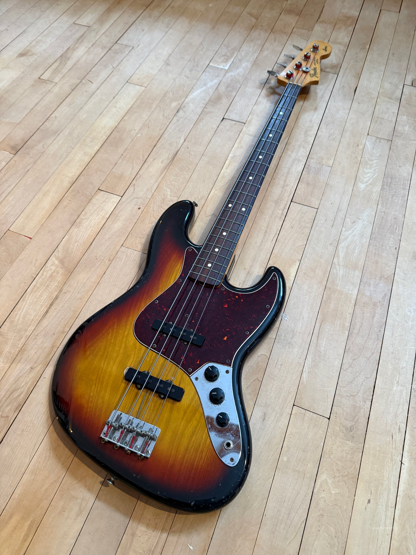 1982 Fender JV Squier Jazz Bass Guitar Sunburst - Vintage Bass Room