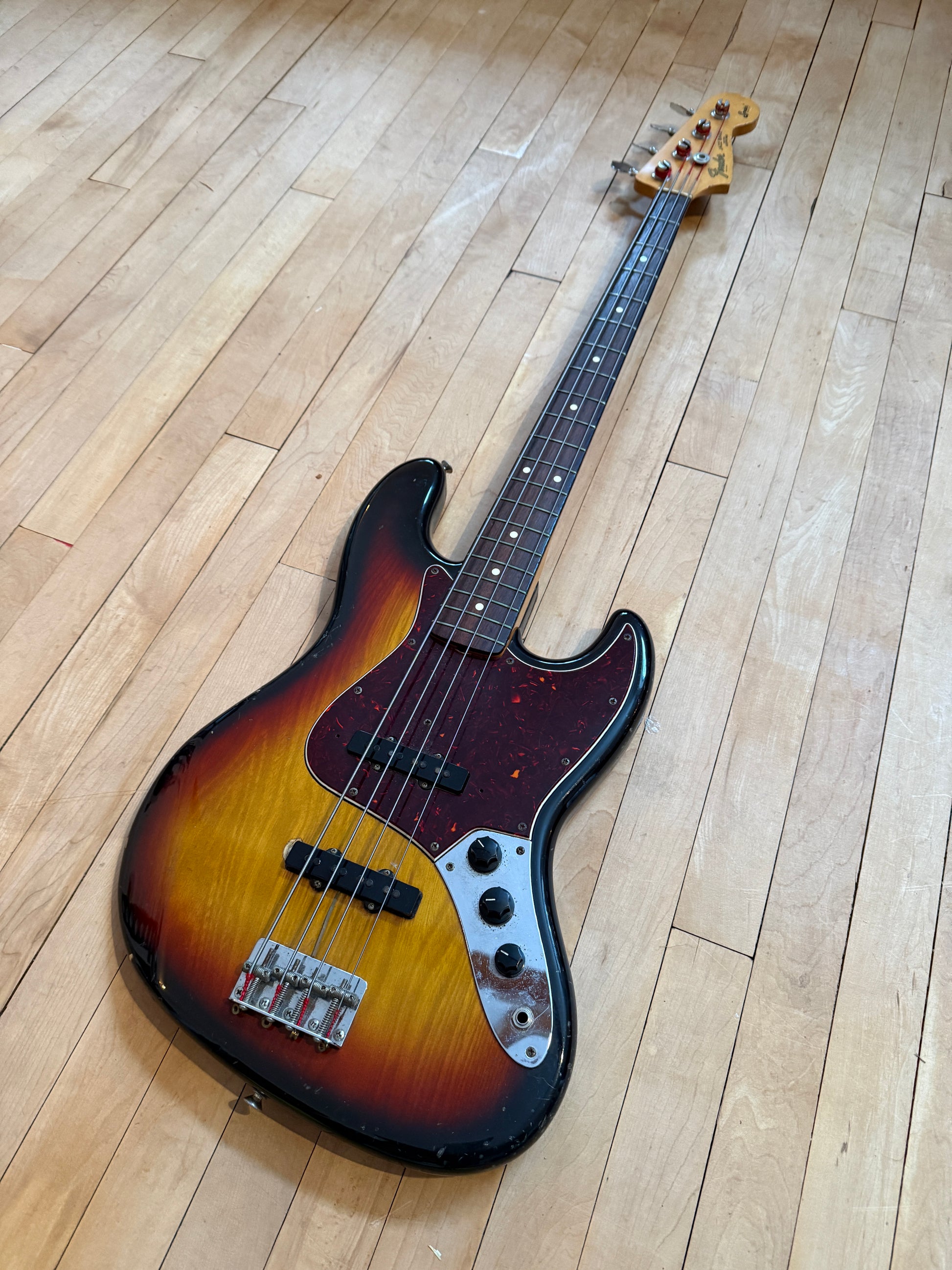 1982 Fender JV Squier Jazz Bass Guitar Sunburst - Vintage Bass Room
