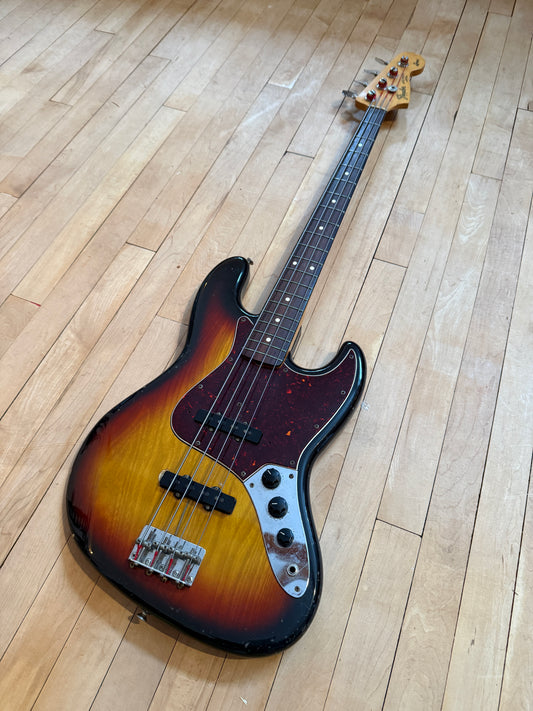 1982 Fender JV Squier Jazz Bass Guitar Sunburst - Vintage Bass Room