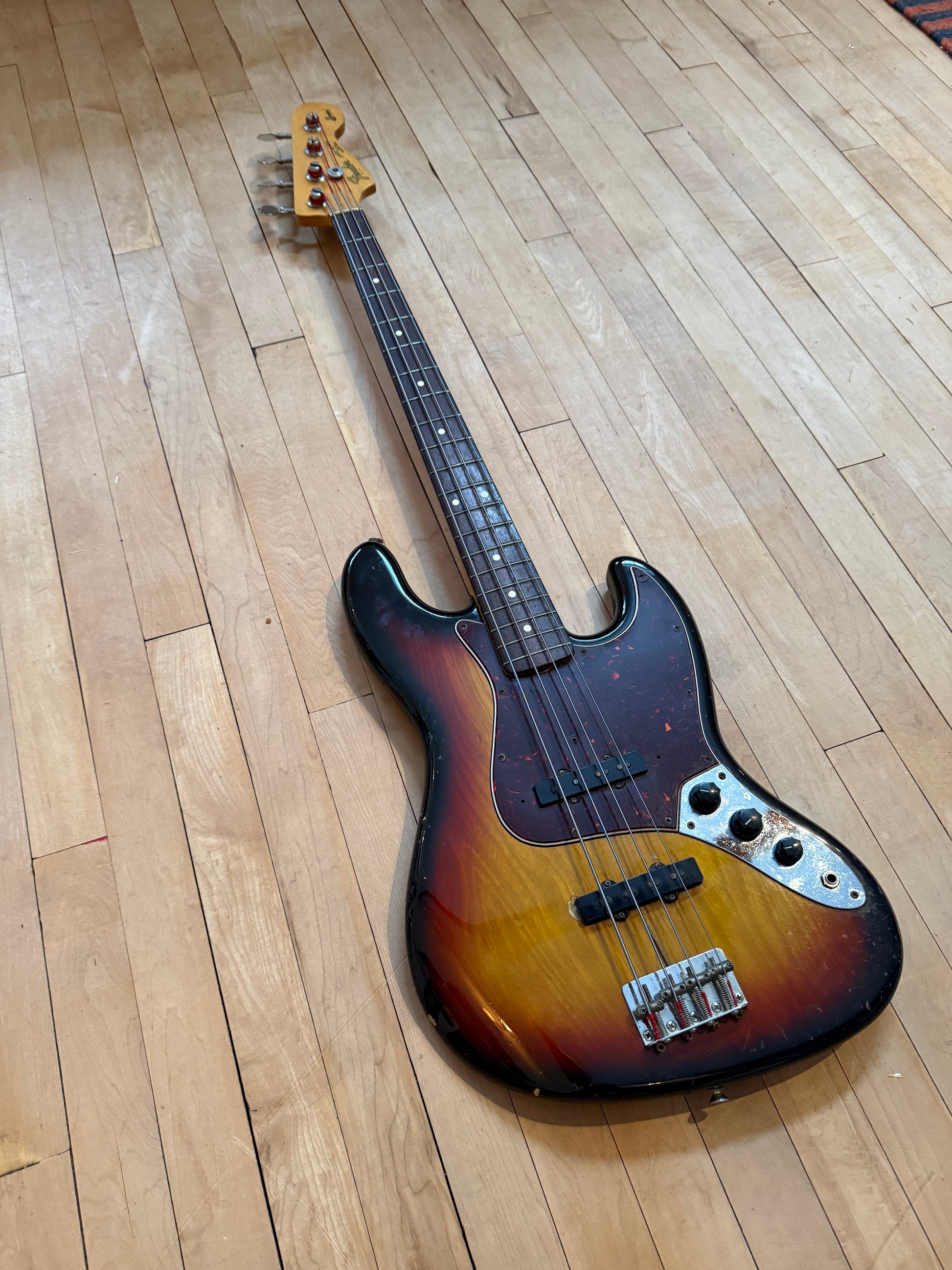1982 Fender JV Squier Jazz Bass Guitar Sunburst - Vintage Bass Room
