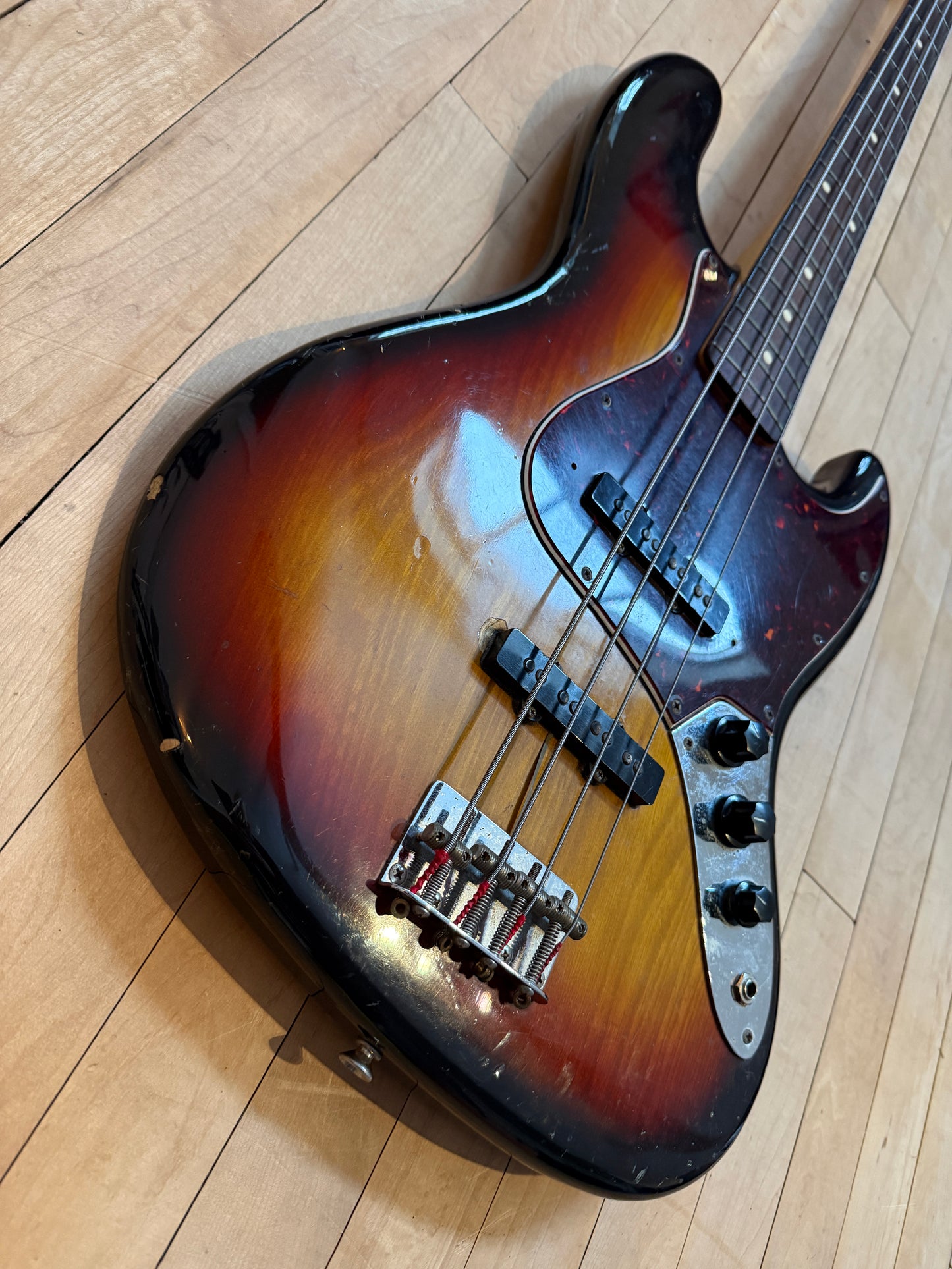 1982 Fender JV Squier Jazz Bass Guitar Sunburst - Vintage Bass Room