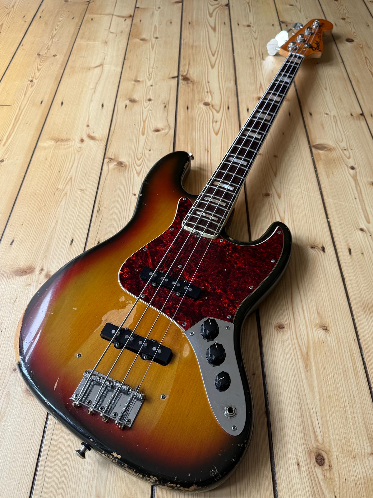 1971 Fender Jazz Bass Guitar Sunburst - Vintage Bass Room