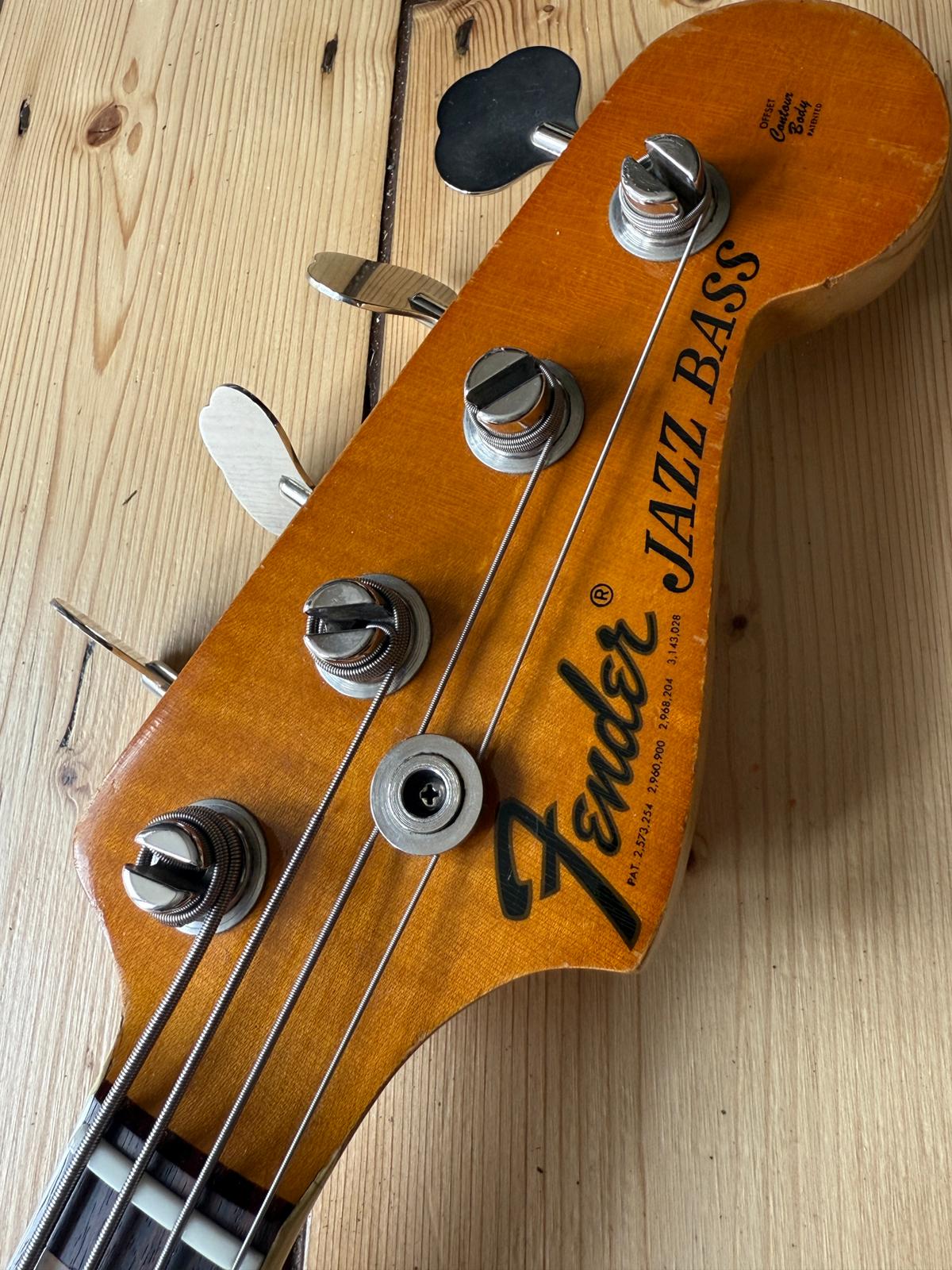1971 Fender Jazz Bass Guitar Sunburst - Vintage Bass Room
