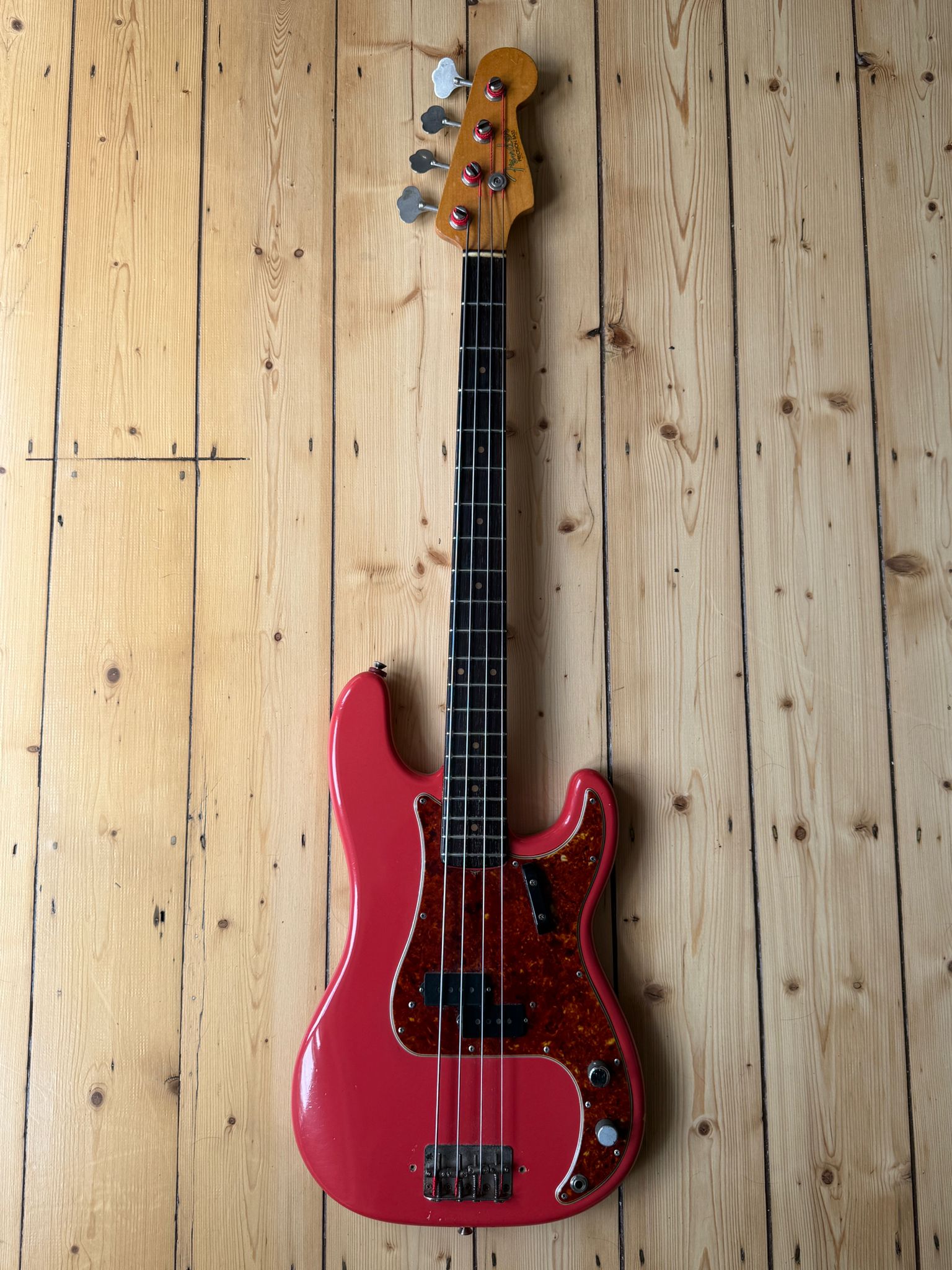 1963 Fender Precision Bass Guitar Fiesta Red - Vintage Bass Room